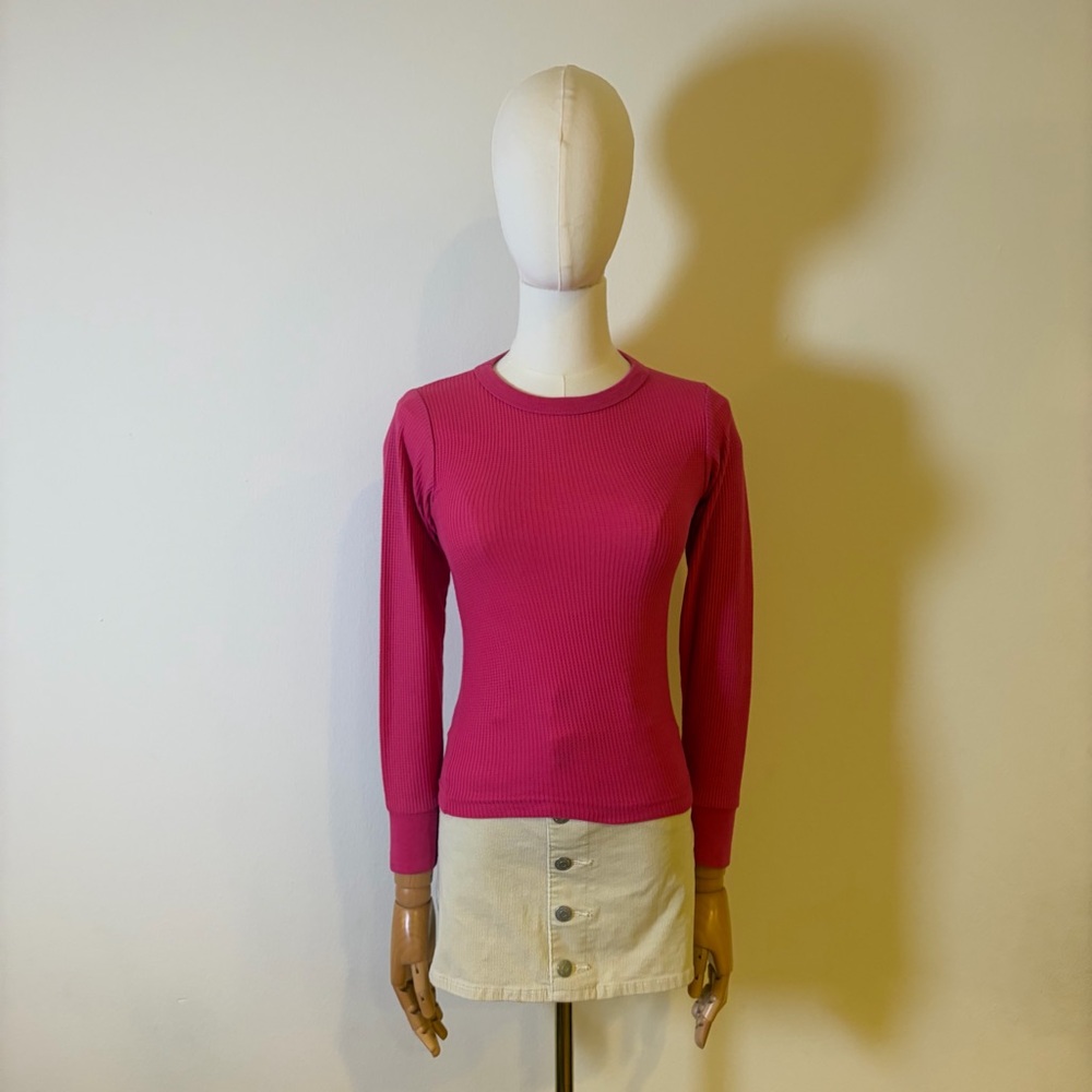 Just Love 🩷 Pink Thermal Waffle Knit Long Sleeve Top Size 7/8